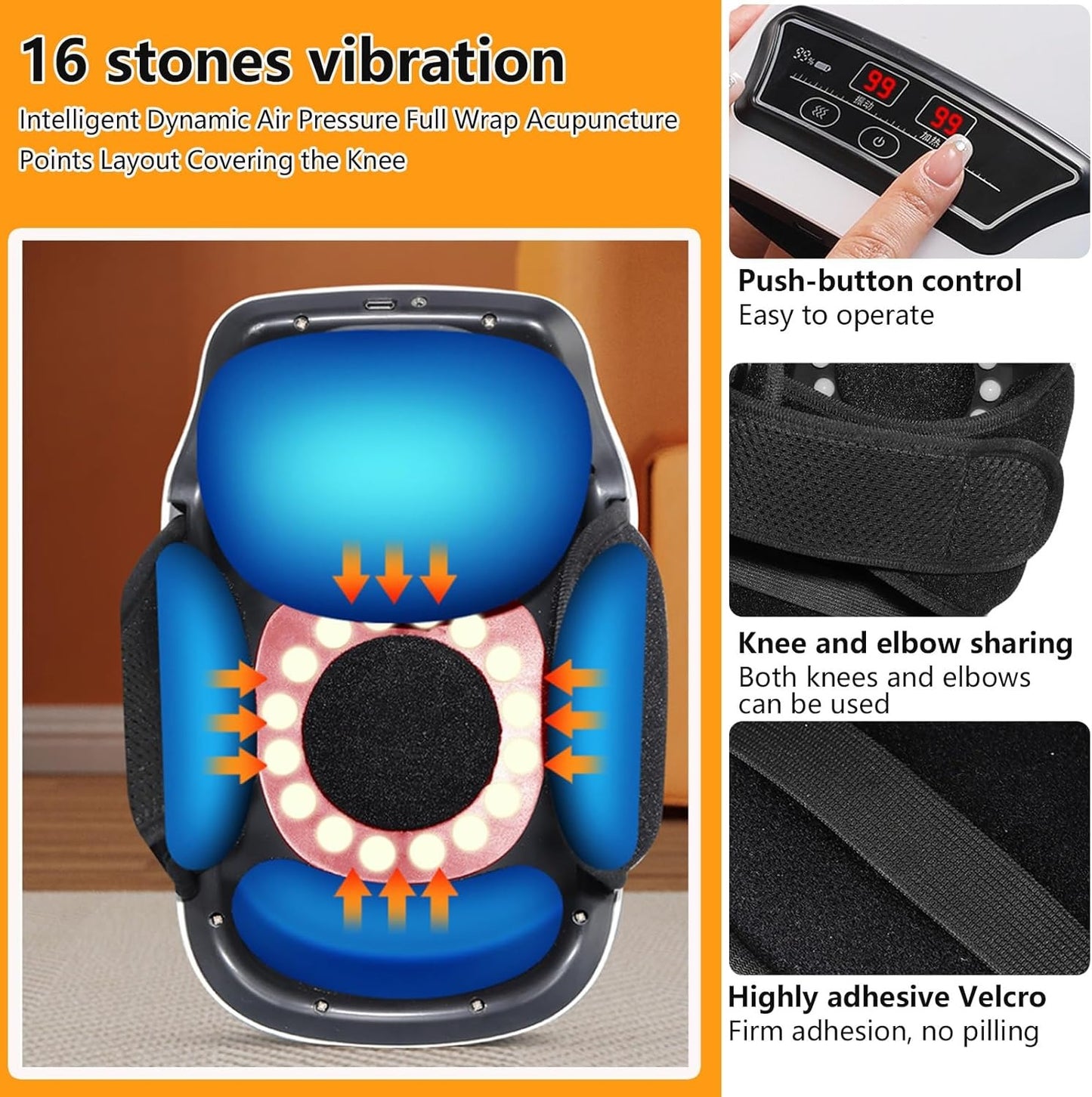 Premium Intelligent Cordless Knee Massager with Heat Therapy, Air Compression & Vibration for Joint Pain Relief