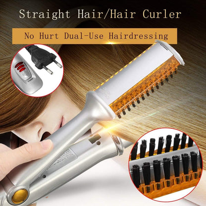 Professional 3-in-1 Motorized Rotating Hair Straightener & Curler - Multi-Functional Hot Styling Iron with Adjustable Temperature