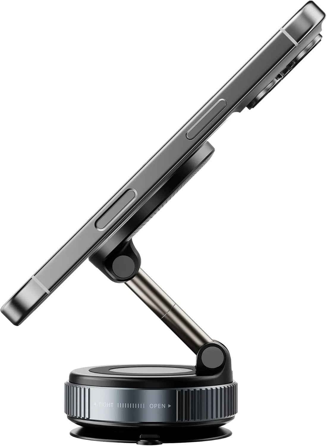 K007 Electric Vacuum Suction Cup Car Phone Mount - 360° Rotating Magnetic Wireless Holder for Dashboard & Windshield