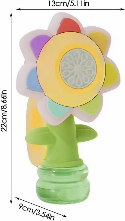 Automatic Sunflower Bubble Machine Toy - LED Rechargeable Bubble Maker with One-Click Swing