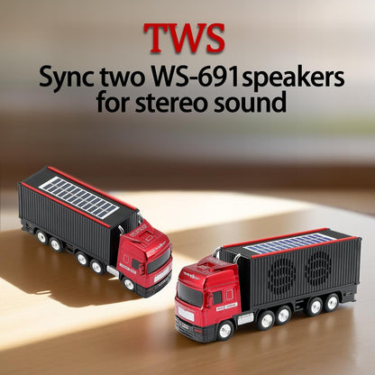 WSTER WS-691 Solar Powered Bluetooth Speaker - Retro Truck Design Portable Wireless Speaker with TWS, FM Radio & USB