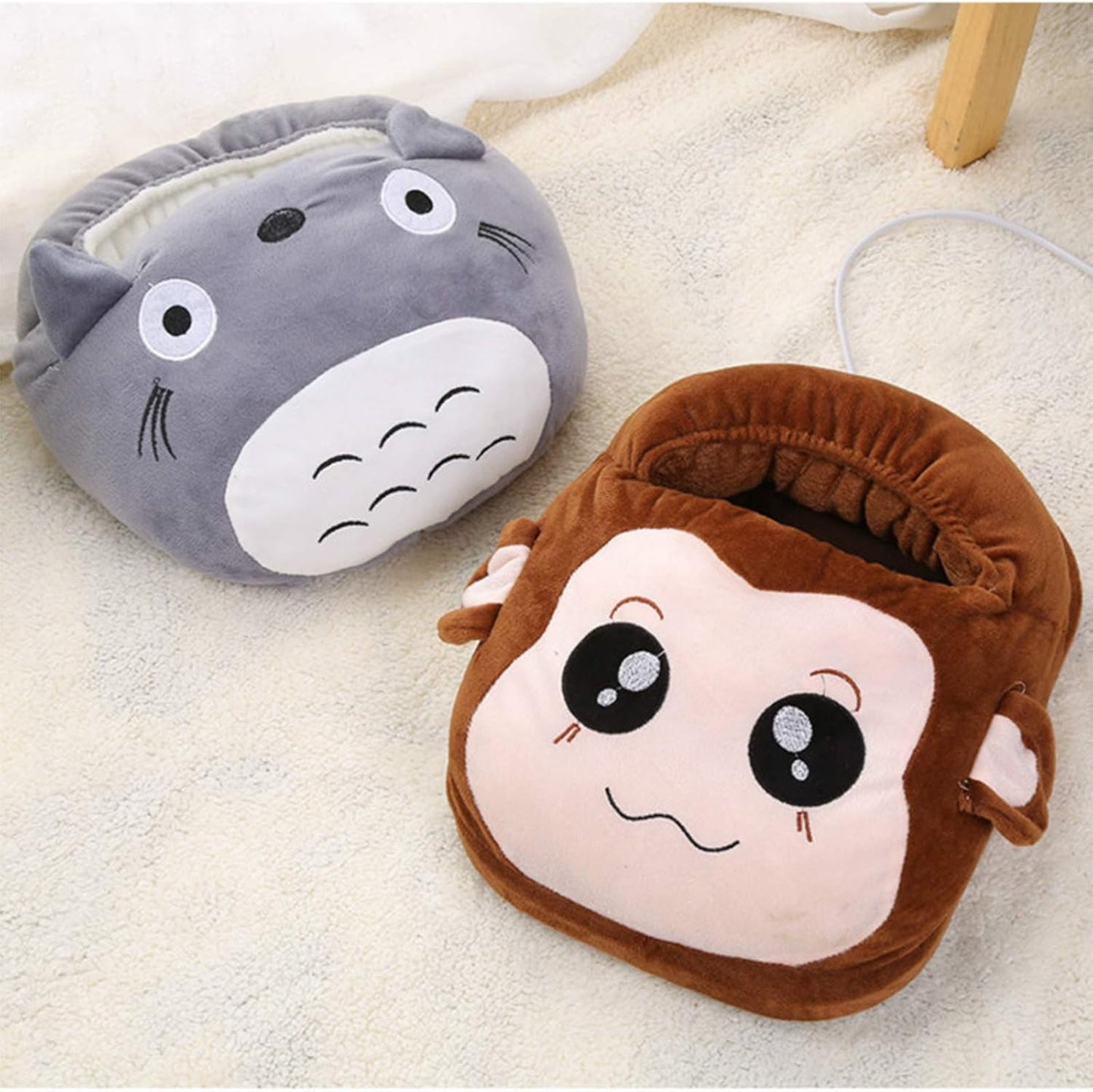 Electric Plush Foot Warmer Slipper with Adjustable Temperature Settings