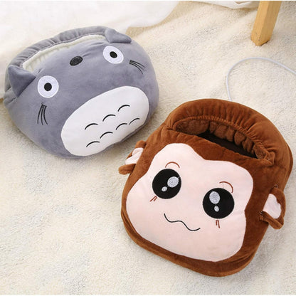 Electric Plush Foot Warmer Slipper with Adjustable Temperature Settings