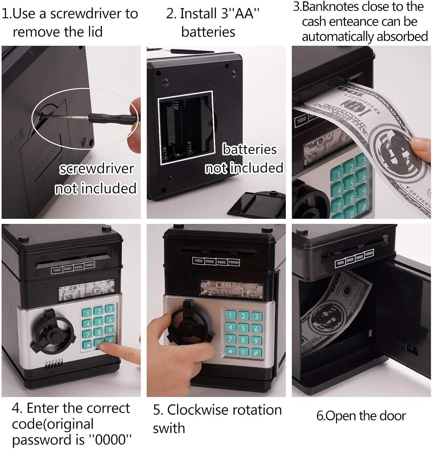 Premium Electronic Mini ATM Piggy Bank for Kids and Adults - Smart Password Safe