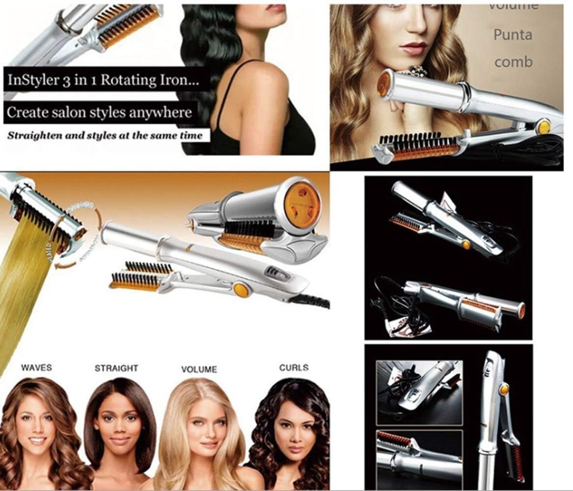 Professional 3-in-1 Motorized Rotating Hair Straightener & Curler - Multi-Functional Hot Styling Iron with Adjustable Temperature