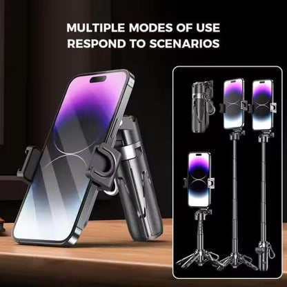 P15 Mini Quadripod – Extendable 5-Section Smartphone Selfie Stick with Bluetooth Remote & Cold Shoe Mount