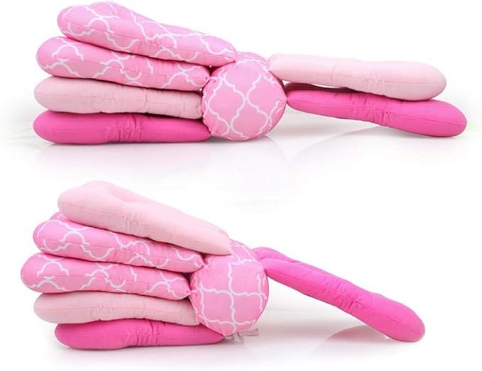 Ergonomic Adjustable Multi-Layer Nursing Pillow for Breastfeeding and Infant Support - Pink