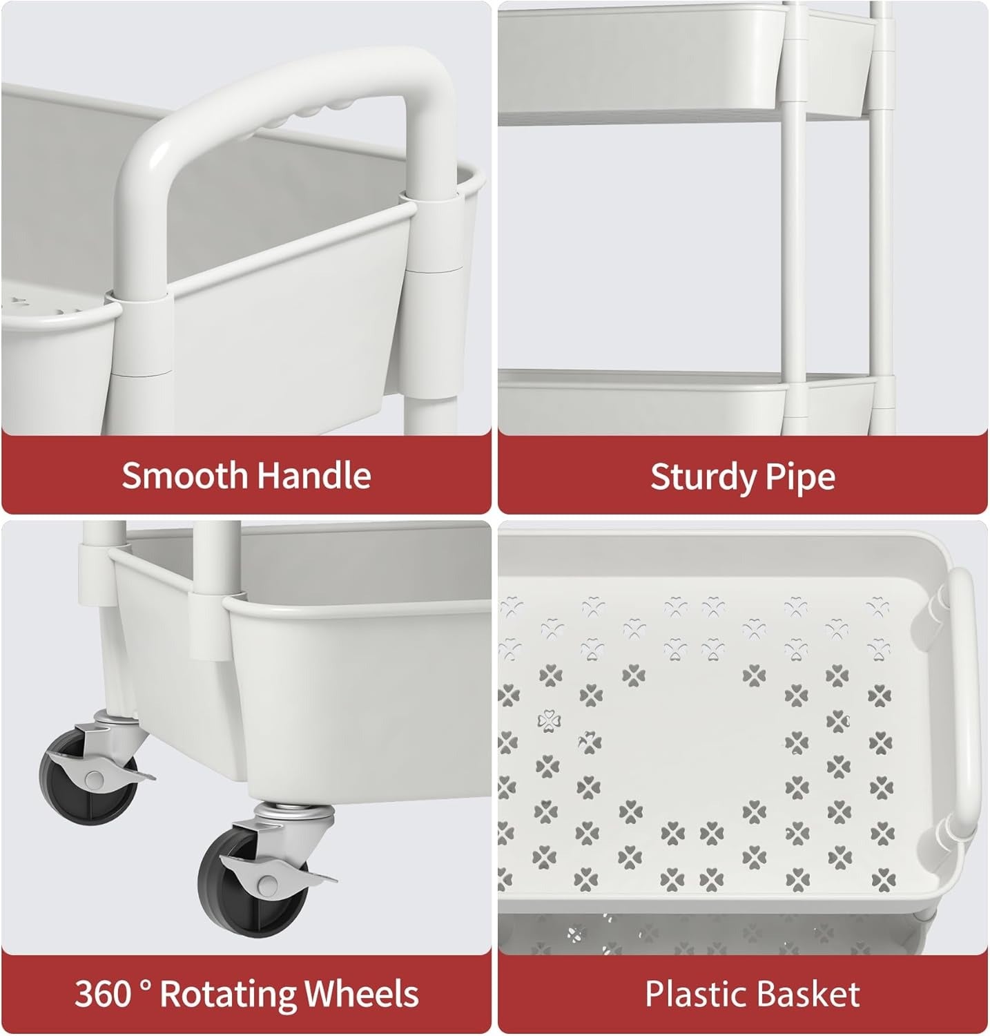 3-Tier Rolling Utility Cart with Wheels – Multi-Functional Mobile Storage Organizer