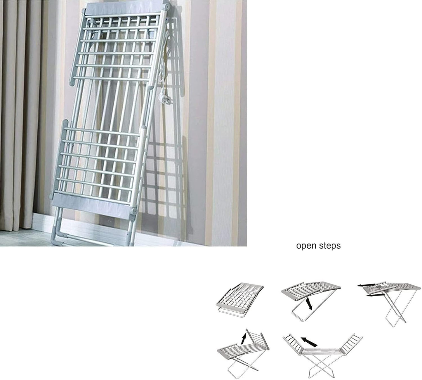 Foldable Electric Heated Clothes Drying Rack – 220W Energy Saving Laundry Airer with 20 Heating Rods