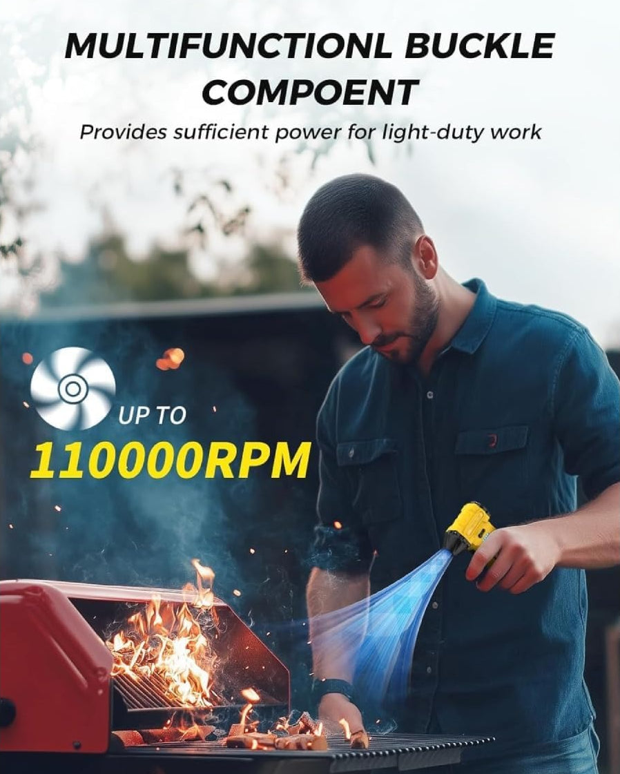 Premium 110,000 RPM Cordless Compressed Air Duster & Mini Vacuum - 3-in-1 Portable Jet Blower with Emergency Tools