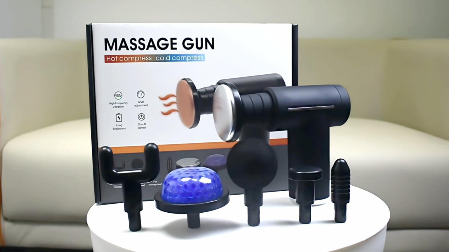 Portable Deep Tissue Massage Gun with Hot & Cold Compress Therapy - 9 Speeds & 9 Heads Handheld Muscle Massager