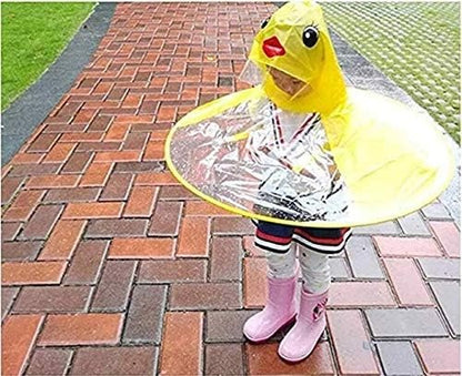 Magical UFO Children's Cartoon Duck Raincoat & Hands-Free Umbrella