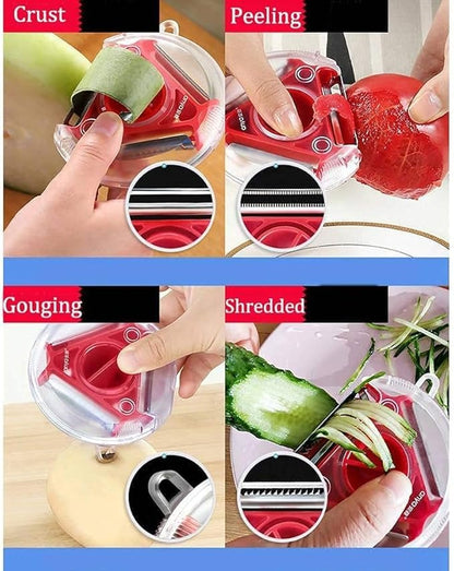 3-in-1 Multifunctional Rotary Vegetable Peeler - Stainless Steel Julienne Slicer and Fruit Peeling Tool