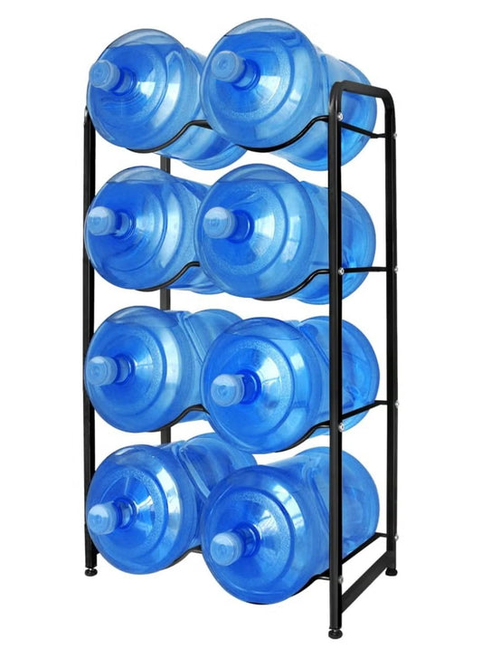 Heavy-Duty 4-Tier Water Bottle Storage Rack – 8-Bottle Freestanding Jug Holder for Home & Office