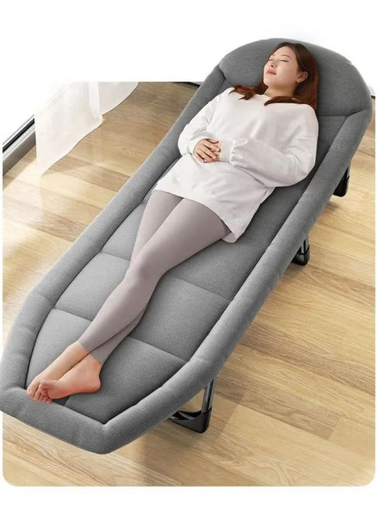 Adjustable Recliner Garden Sun Chair & Folding Single Camp Bed - Grey (200x64 cm)