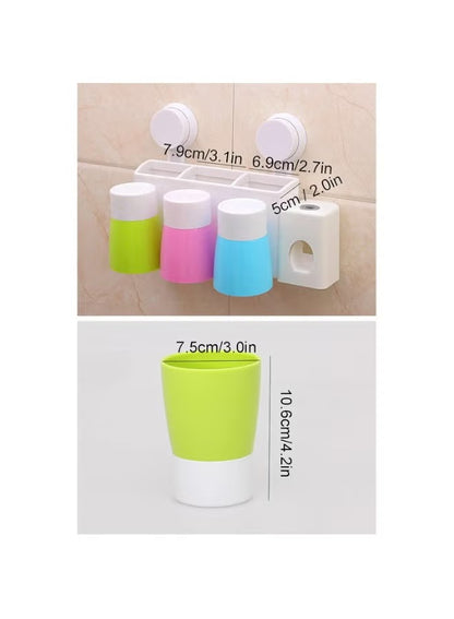 Wall-Mounted Family Toothbrush Holder & Organizer with Automatic Toothpaste Dispenser