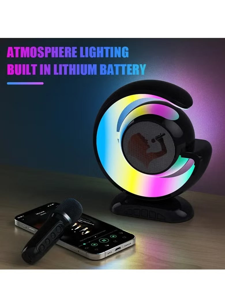 YS-110 Portable Karaoke Machine with Dual Wireless Microphones - RGB Lightshow Bluetooth Speaker and Mini Music Box