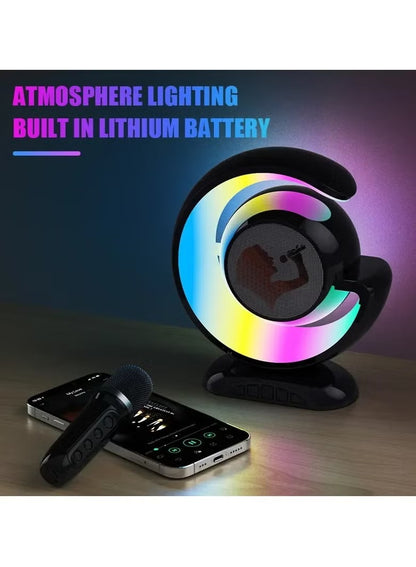 YS-110 Portable Karaoke Machine with Dual Wireless Microphones - RGB Lightshow Bluetooth Speaker and Mini Music Box
