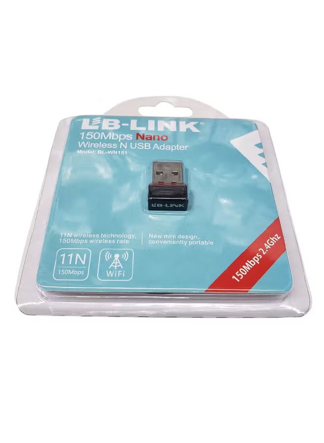 LB-LINK BL-WN151 150Mbps Nano Wireless USB Wi-Fi LAN Adapter - Black