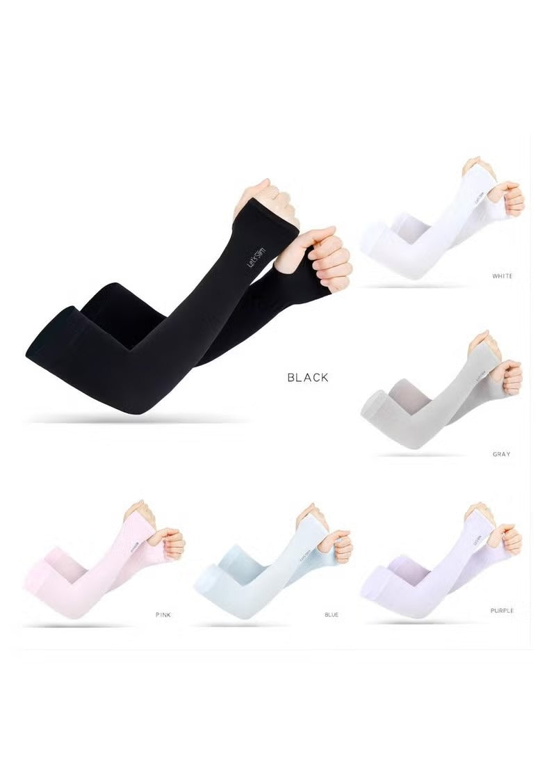 UV Protection Cooling Arm Sleeves with Thumb Hole - Breathable Sun Block Hand Cover (4Pcs)