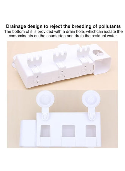 Wall-Mounted Family Toothbrush Holder & Organizer with Automatic Toothpaste Dispenser