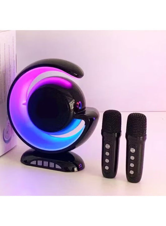 YS-110 Portable Karaoke Machine with Dual Wireless Microphones - RGB Lightshow Bluetooth Speaker and Mini Music Box