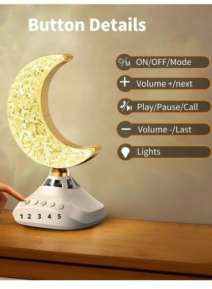 Crescent Moon Desk Lamp Quran Speaker - Multicolor LED Night Light with Bluetooth & Remote Control