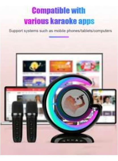 YS-110 Portable Karaoke Machine with Dual Wireless Microphones - RGB Lightshow Bluetooth Speaker and Mini Music Box