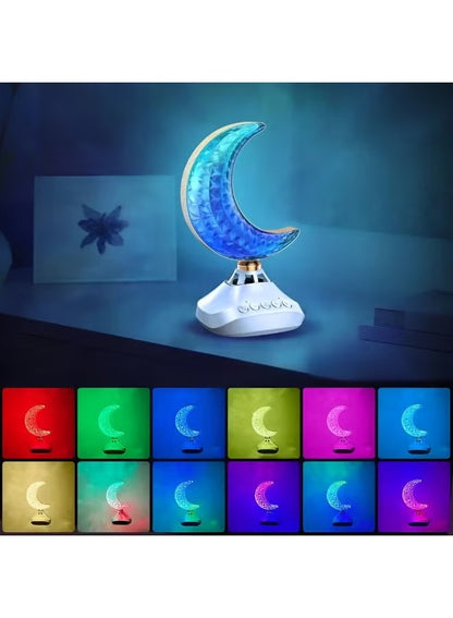 Crescent Moon Desk Lamp Quran Speaker - Multicolor LED Night Light with Bluetooth & Remote Control