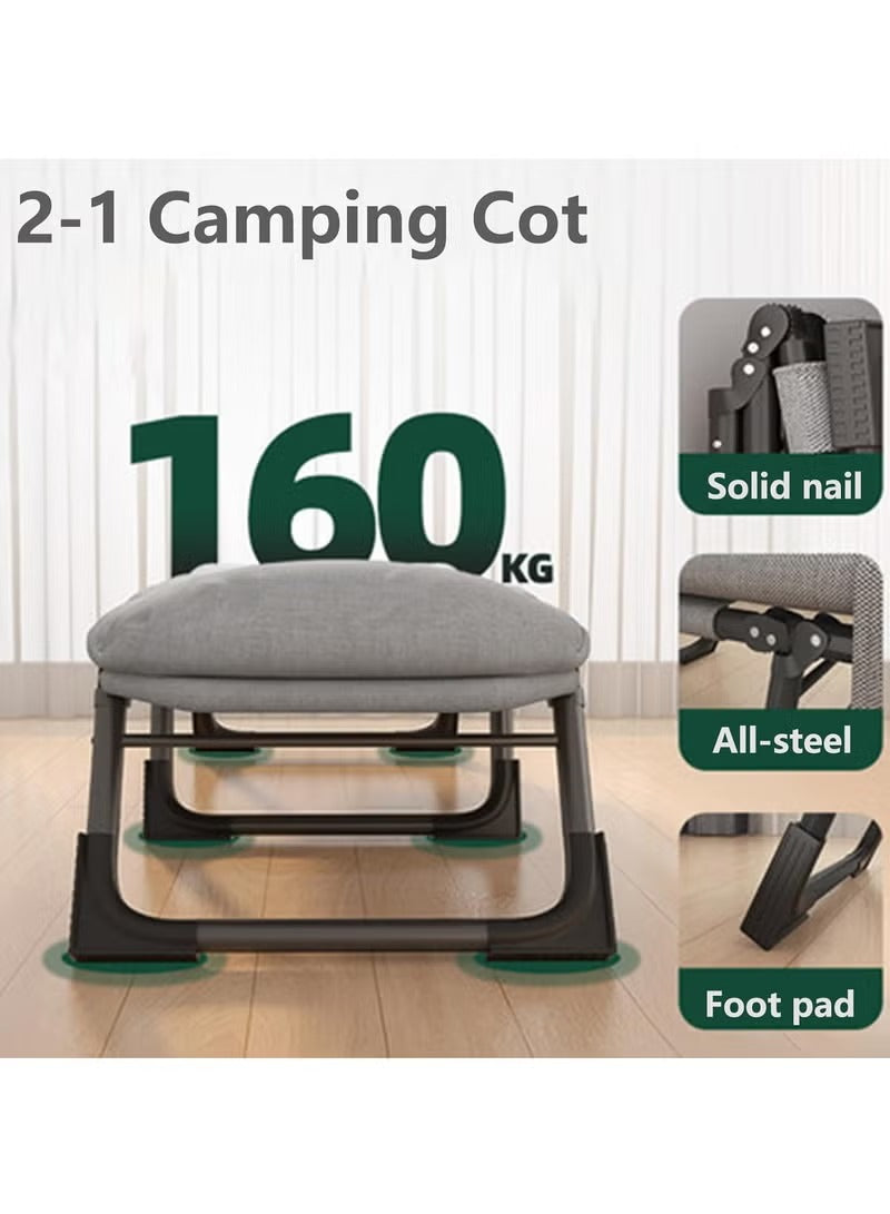 Premium Portable Folding Camping Bed with Built-in Mattress & Pillow