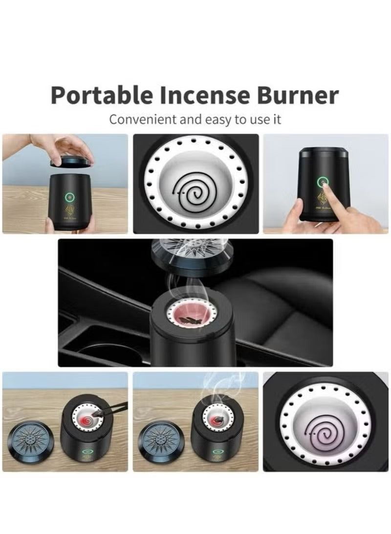 Portable Electric Bakhoor Burner - USB Rechargeable Oud Incense Diffuser for Car & Home
