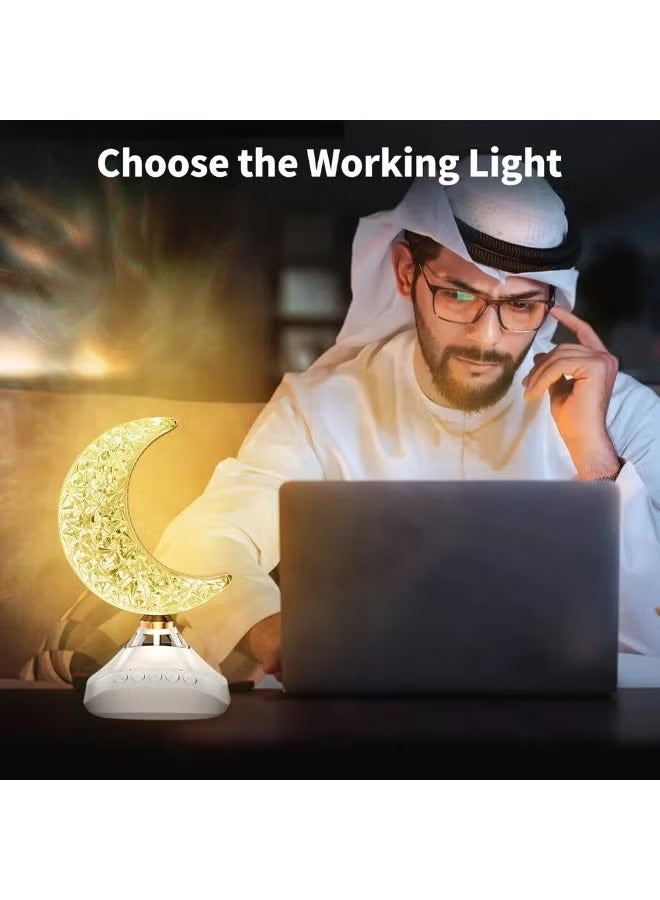 Crescent Moon Desk Lamp Quran Speaker - Multicolor LED Night Light with Bluetooth & Remote Control