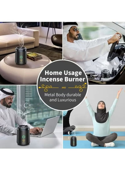 Portable Electric Bakhoor Burner - USB Rechargeable Oud Incense Diffuser for Car & Home