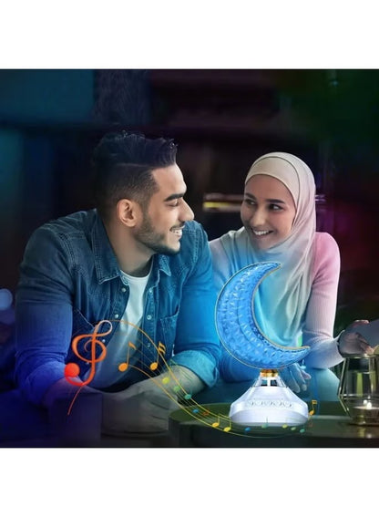 Crescent Moon Desk Lamp Quran Speaker - Multicolor LED Night Light with Bluetooth & Remote Control