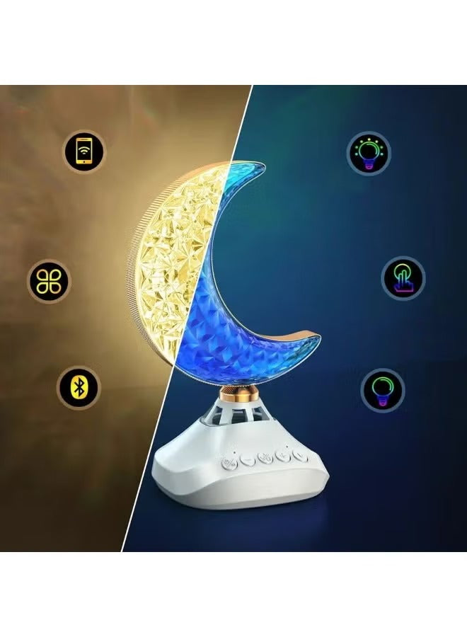 Crescent Moon Desk Lamp Quran Speaker - Multicolor LED Night Light with Bluetooth & Remote Control