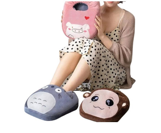 Electric Plush Foot Warmer Slipper with Adjustable Temperature Settings