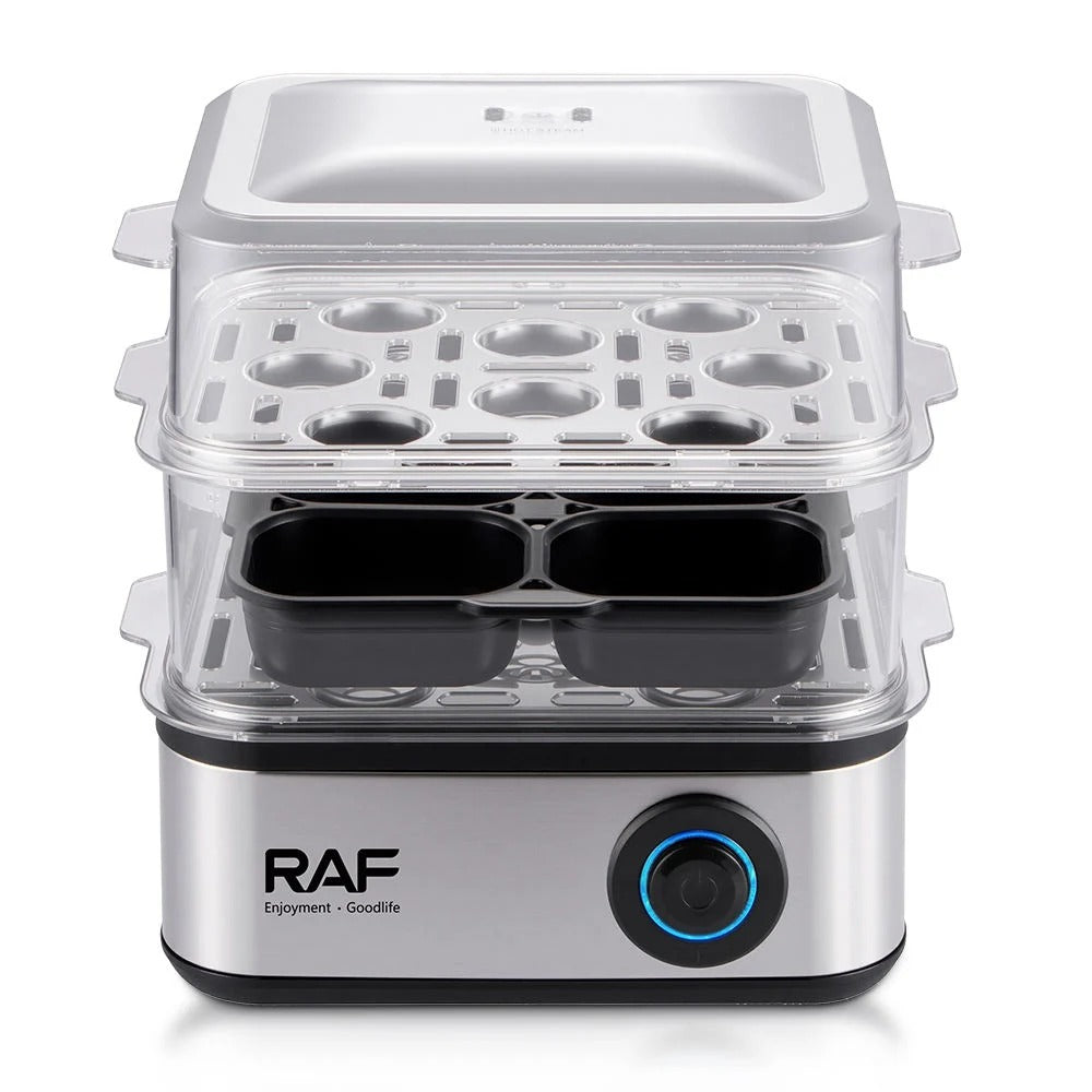 RAF Automatic Egg Boiler and Steamer Appliance, 500W Fast Heating System, Large Capacity for Up to 16 Eggs