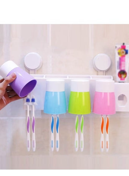 Wall-Mounted Family Toothbrush Holder & Organizer with Automatic Toothpaste Dispenser