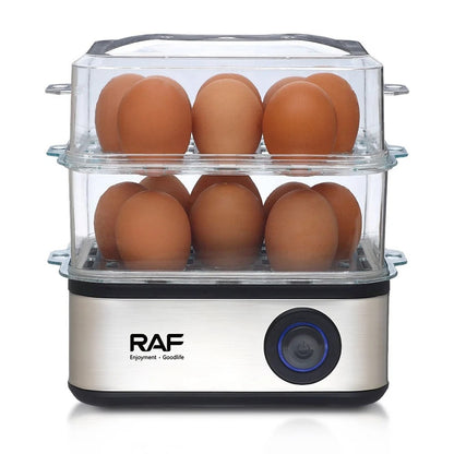 RAF Automatic Egg Boiler and Steamer Appliance, 500W Fast Heating System, Large Capacity for Up to 16 Eggs