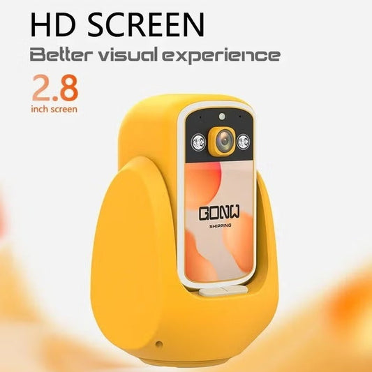 Yellow device with a 2.8-inch screen on a white background