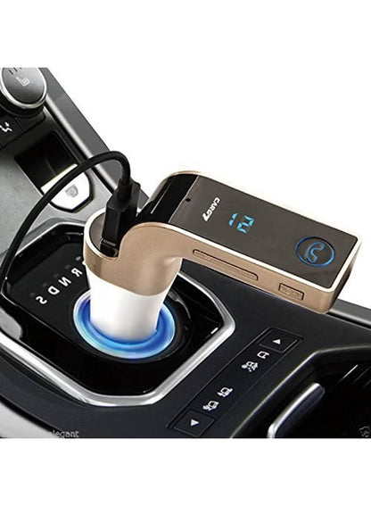 CARG7 Wireless Bluetooth FM Transmitter Car Charger with USB Port & Hands-Free Calling