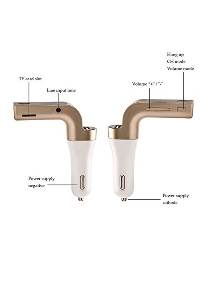 CARG7 Wireless Bluetooth FM Transmitter Car Charger with USB Port & Hands-Free Calling