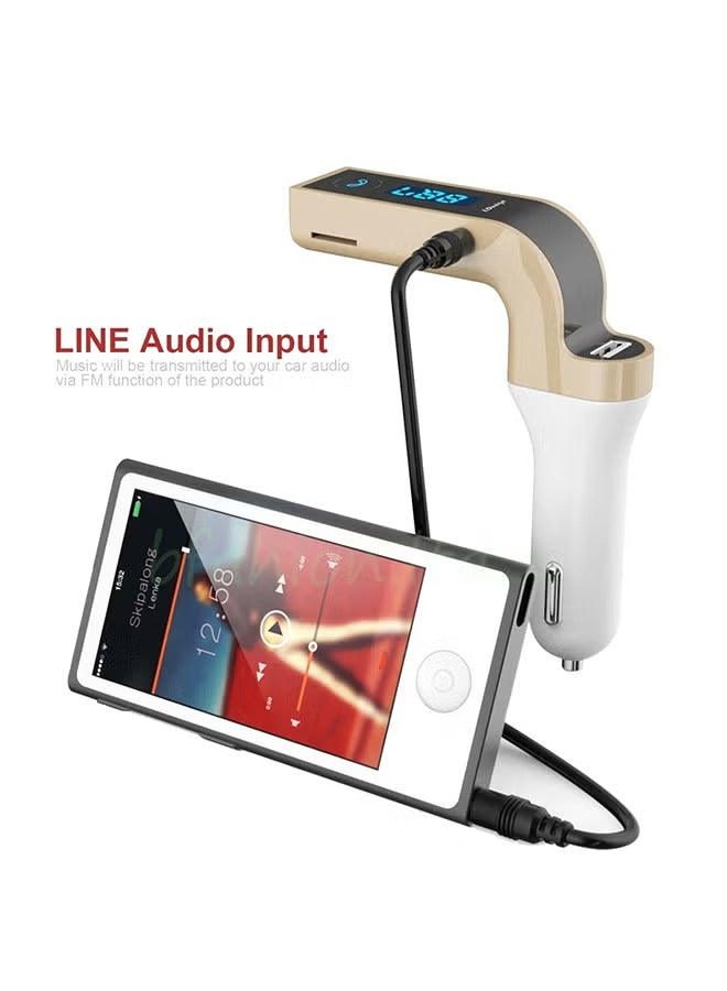 CARG7 Wireless Bluetooth FM Transmitter Car Charger with USB Port & Hands-Free Calling