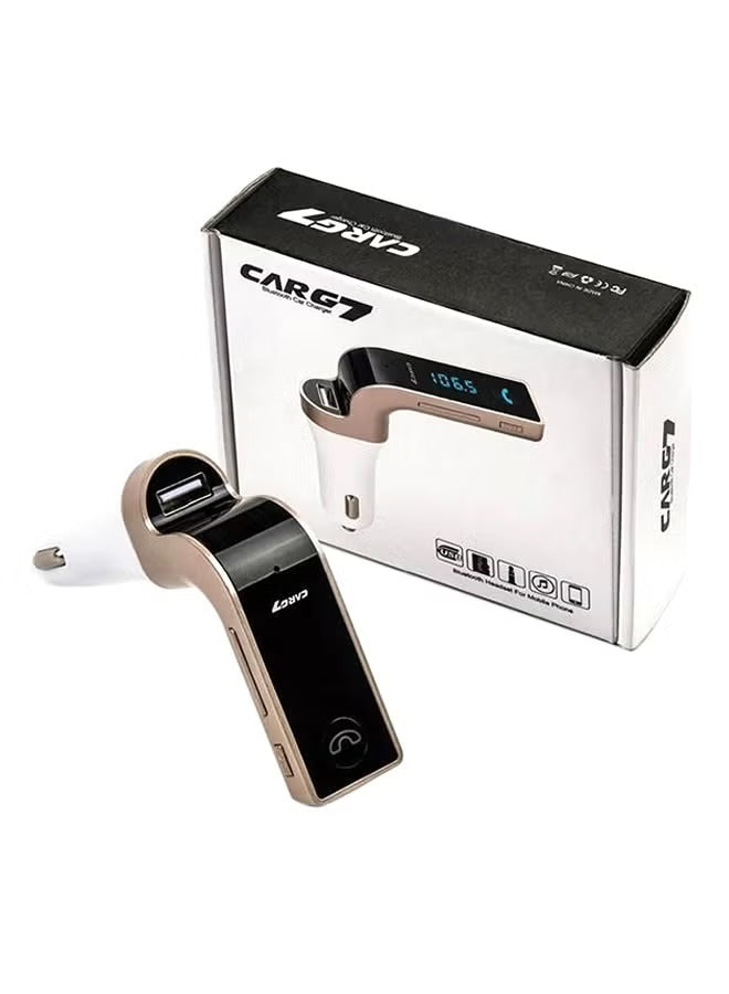 CARG7 Wireless Bluetooth FM Transmitter Car Charger with USB Port & Hands-Free Calling