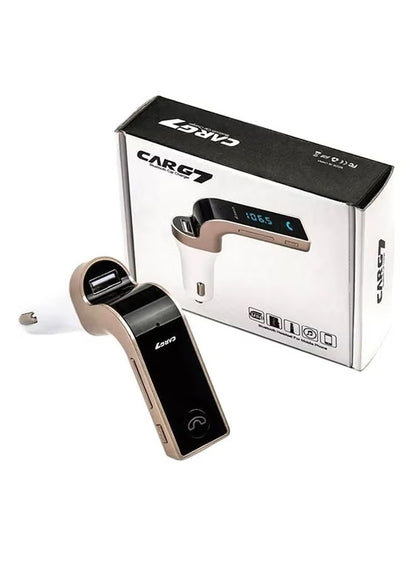 CARG7 Wireless Bluetooth FM Transmitter Car Charger with USB Port & Hands-Free Calling