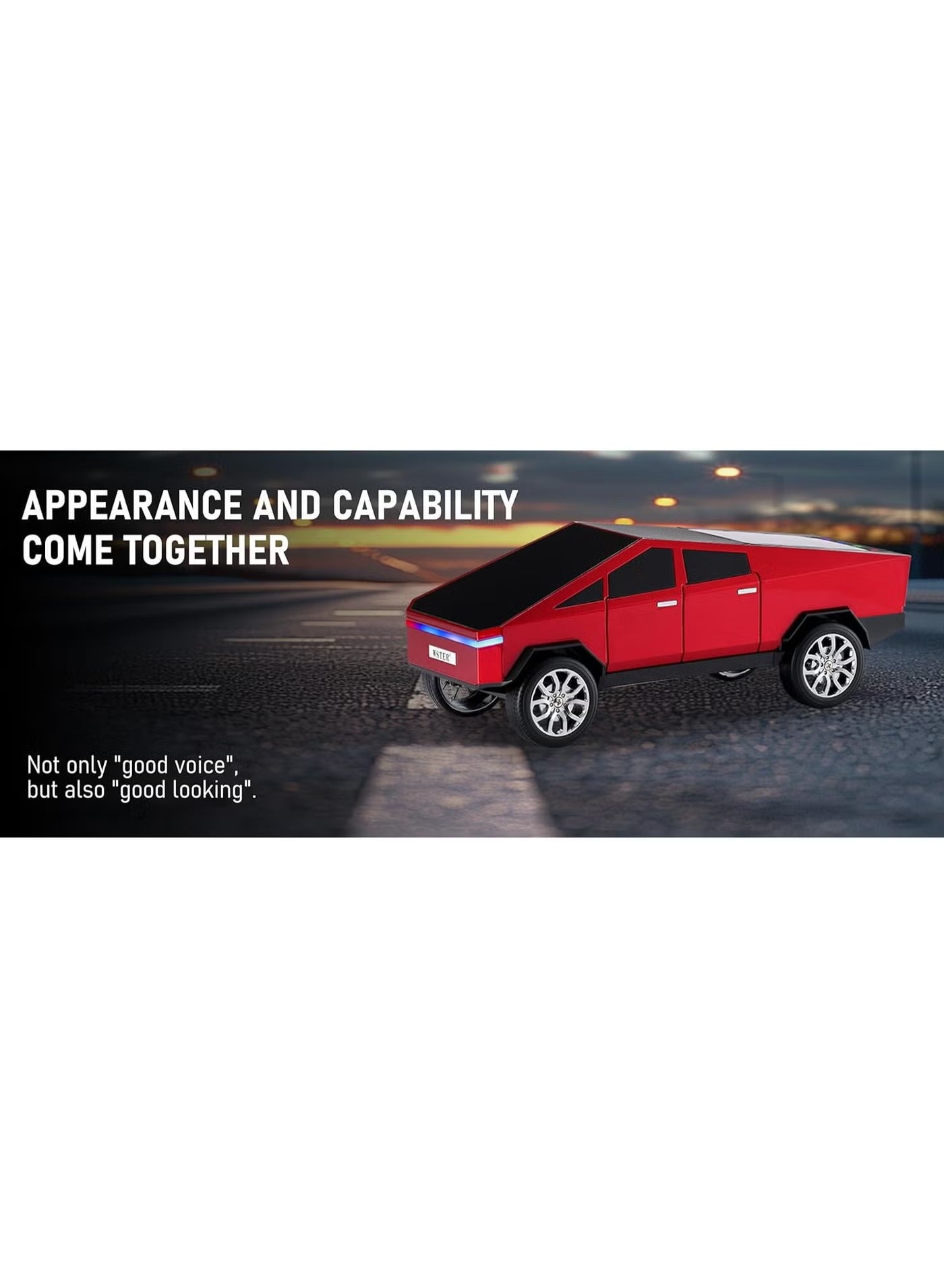 WS-580 Cybertruck Styled Wireless Bluetooth Speaker with LED Display, TWS Pairing & RGB Lights