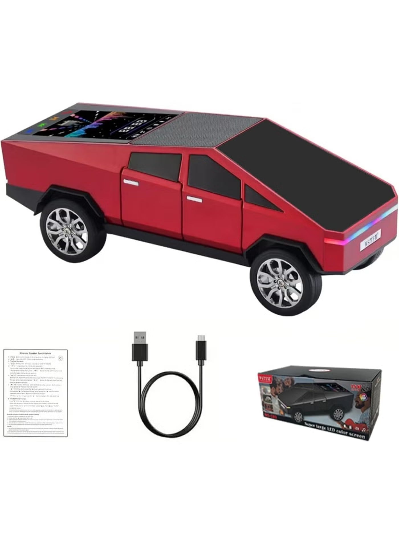 WS-580 Cybertruck Styled Wireless Bluetooth Speaker with LED Display, TWS Pairing & RGB Lights