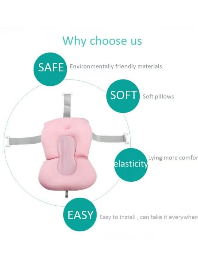 Premium Non-Slip Baby Bath Tub Cushion & Floating Infant Bath Pad with Adjustable Safety Straps