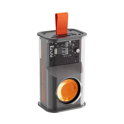 C2 Mini Portable Wireless Bluetooth Speaker with Transparent Cyberpunk Design, RGB LED Atmosphere Lights, and 360-Degree Surround Sound