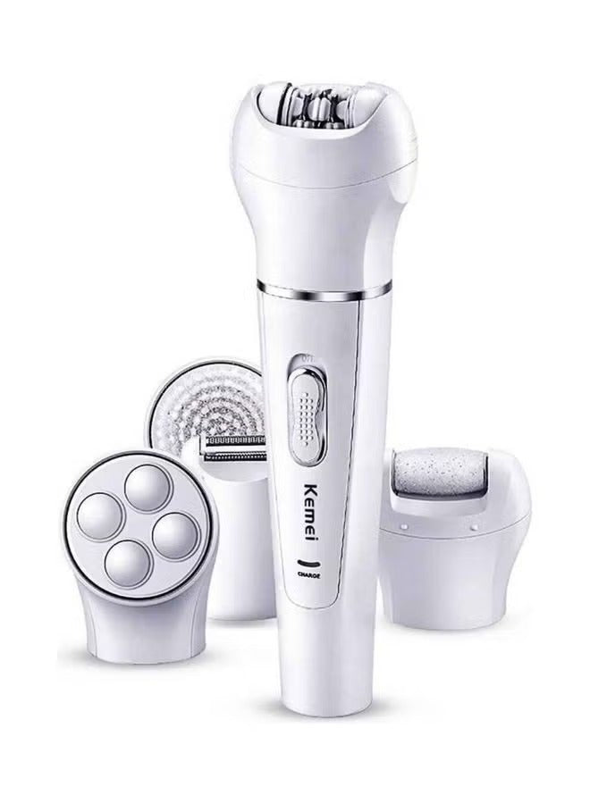 Premium 5-in-1 Women's Painless Hair Removal Epilator, Shaving Machine & Trimmer Kit - White